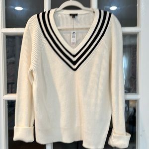 NWT Talbots sweater washable v neck ivory and black